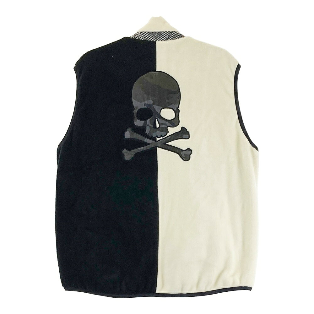 DANCE WITH DRAGON ダンスウィズドラゴン リバーシブル 中綿 フリース ジップベスト ホワイト系 3 【中古】ゴルフウェア メンズ