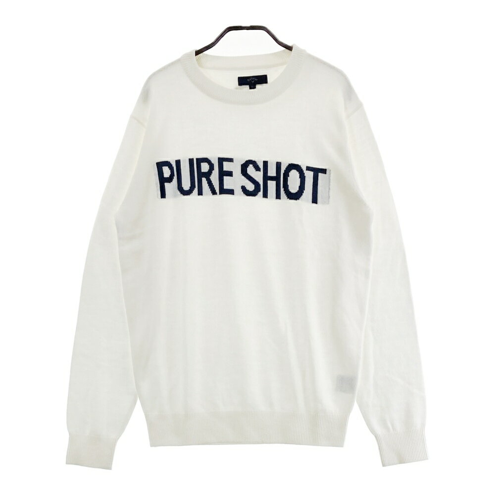 CALLAWAY キャロウェイ ウール混 長袖 ニットセーター ホワイト系 LL 【中古】ゴルフウェア メンズ