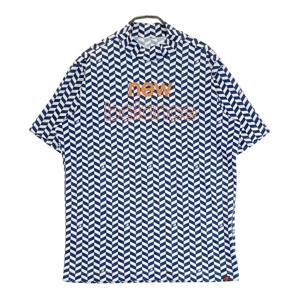 NEW BALANCE GOLF ニューバランス ハイネック 半袖Tシャツ 総柄 ネイビー系 5 【中古】ゴルフウェア メンズ