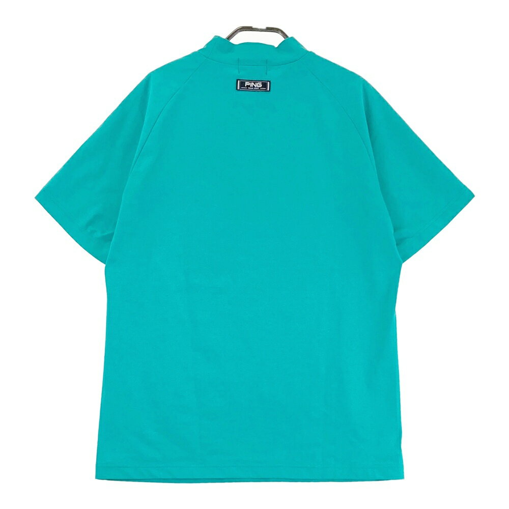 PING ピン 2023年モデル フロントロゴ ハイネック半袖Tシャツ グリーン系 M 【中古】ゴルフウェア メンズ