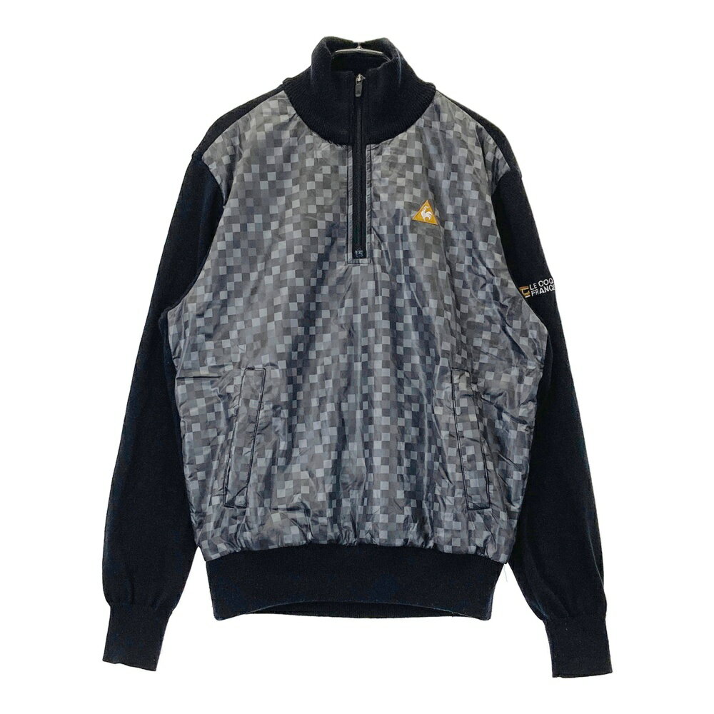 LE COQ GOLF ルコックゴルフ 中綿切替 ハーフジップ 長袖ニットセーター ブラック系 M 【中古】ゴルフ..