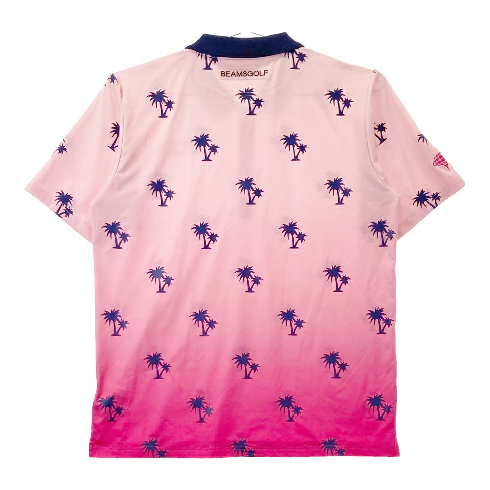 BEAMS GOLF ビームスゴルフ 半袖ポロシャツ 総柄 ピンク系 XL 【中古】ゴルフウェア メンズ