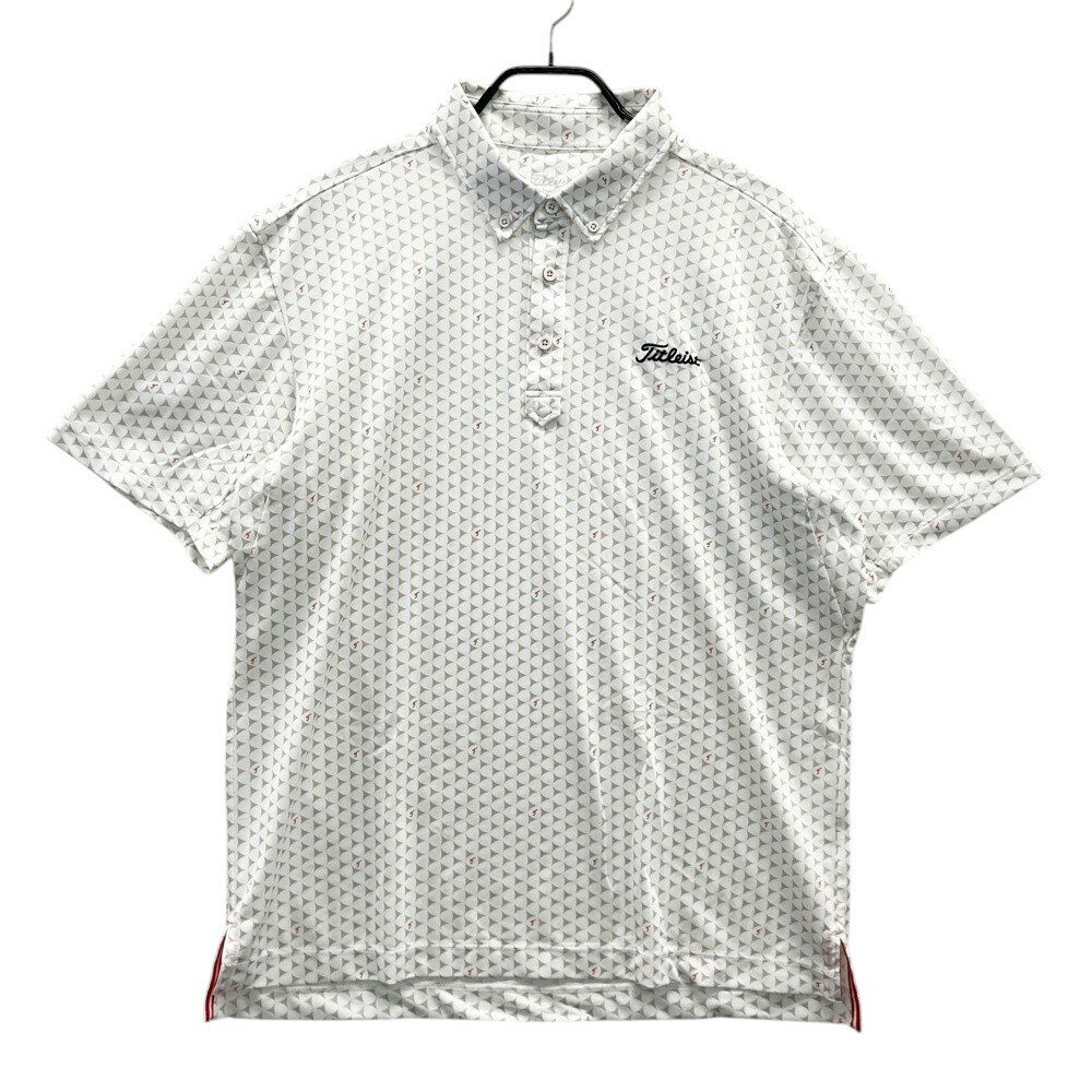 TITLEIST タイトリスト 半袖ポロシャツ ボタンダウン 総柄 ホワイト系 3L 【中古】ゴルフウェア メンズ
