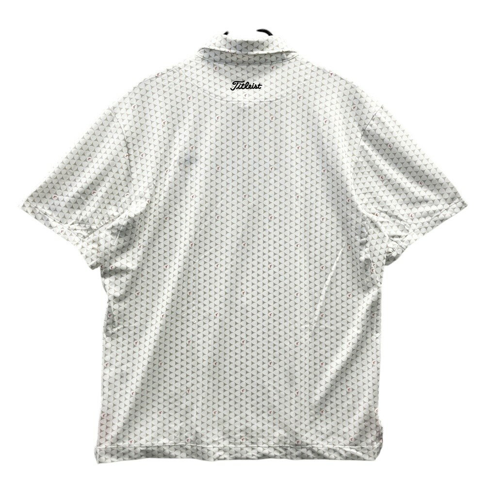 TITLEIST タイトリスト 半袖ポロシャツ ボタンダウン 総柄 ホワイト系 3L 【中古】ゴルフウェア メンズ