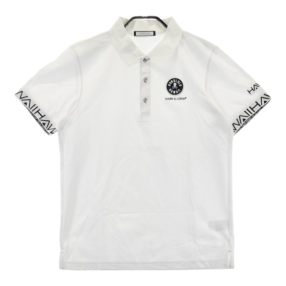 MARK&LONA マークアンドロナ 半袖ポロシャツ スカル ワッペン ホワイト系 48 【中古】ゴルフウェア メンズ
