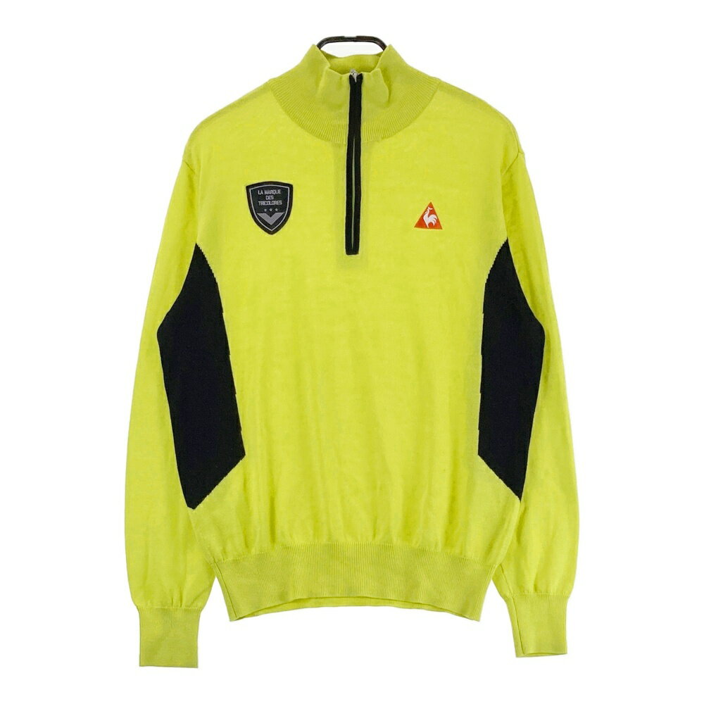 LE COQ GOLF ルコックゴルフ ハーフジップ 長袖 ニットセーター イエロー系 L 【中古】ゴルフウェア メ..