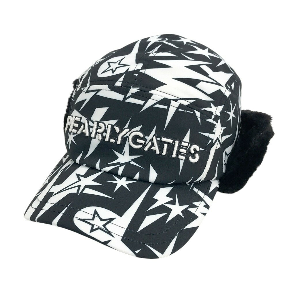 PEARLY GATES パーリーゲイツ 2025年モデル 耳当て付きキャップ 星柄 ネイビー系 FR 【中古】ゴルフウェア
