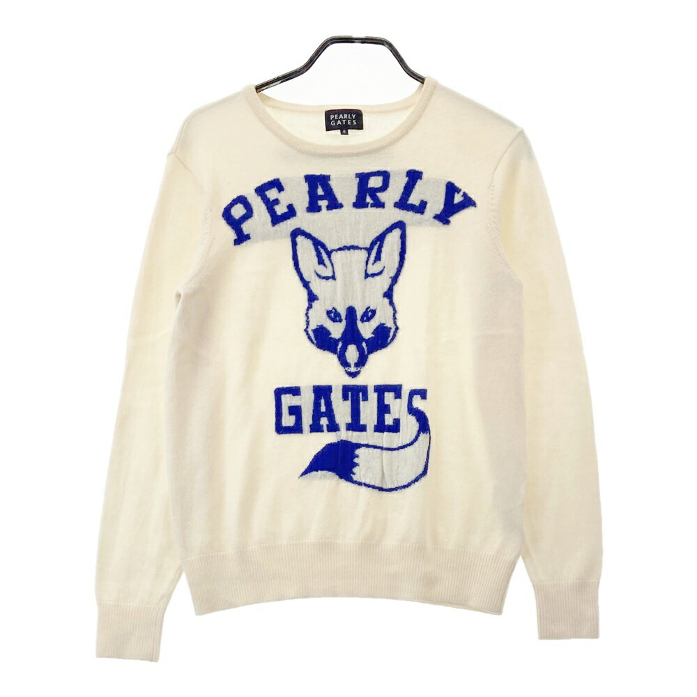 PEARLY GATES パーリーゲイツ ウール ニットセーター ホワイト系 5 【中古】ゴルフウェア メンズ