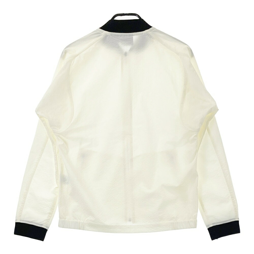 DESCENTE GOLF デサントゴルフ サッカー ジップジャケット 総柄 ホワイト系 M 【中古】ゴルフウェア メンズ