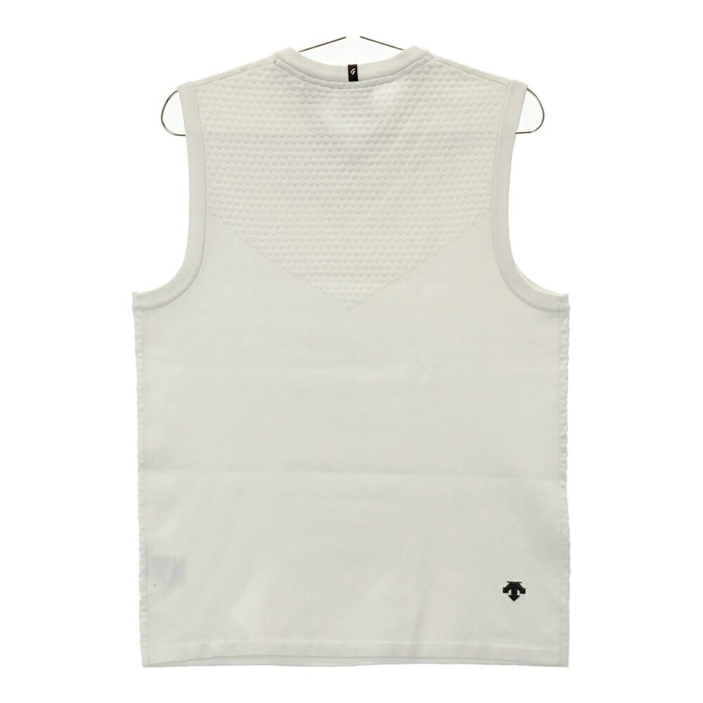 DESCENTE GOLF デサントゴルフ Vネック ニットベスト ドット柄 ホワイト系 M 【中古】ゴルフウェア メンズ