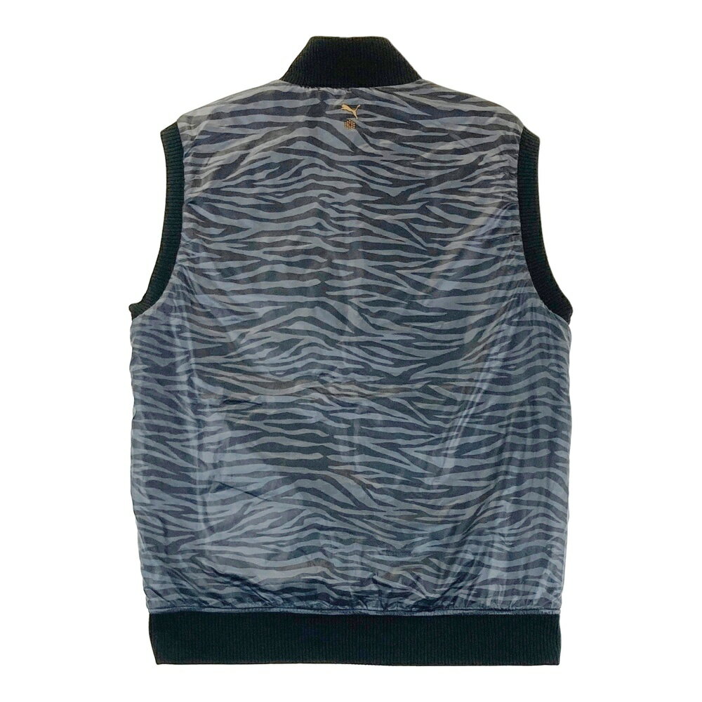 PUMA GOLF プーマゴルフ リバーシブル 中綿ジップベスト ゼブラ柄 グレー系 L 【中古】ゴルフウェア メンズ