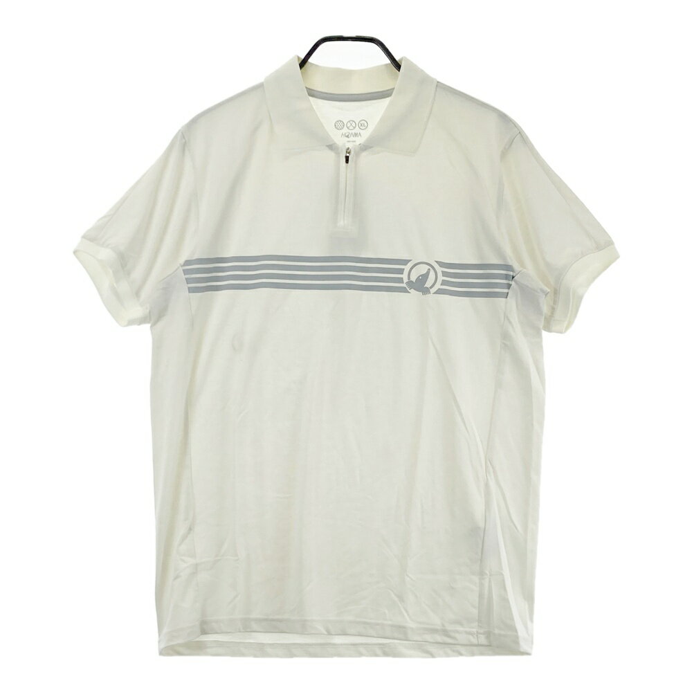 HONMA ホンマゴルフ ハーフジップ 半袖ポロシャツ ホワイト系 XL 【中古】ゴルフウェア メンズ