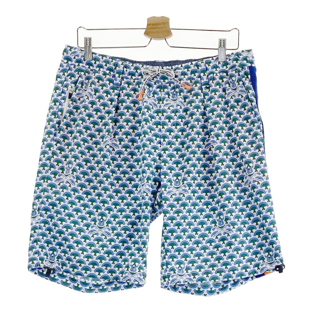 MARK&LONA マークアンドロナ ハーフパンツ スカル 総柄 ブルー系 50 【中古】ゴルフウェア メンズ