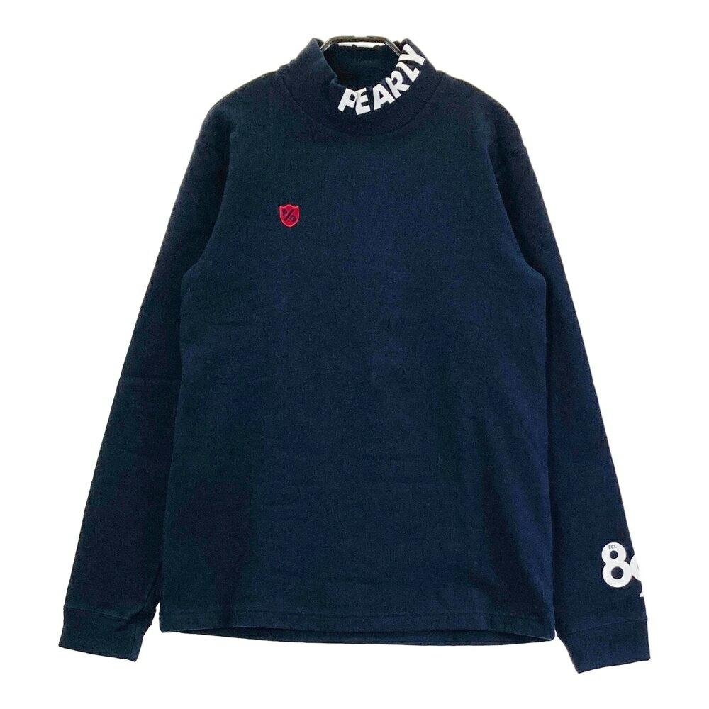 PEARLY GATES パーリーゲイツ 裏起毛 ハイネック長袖スウェットトレーナ ネイビー系 4 【中古】ゴルフウェア メンズ