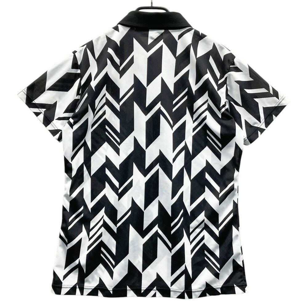 DESCENTE GOLF デサントゴルフ 半袖ポロシャツ 総柄 ブラック系 O 【中古】ゴルフウェア メンズ