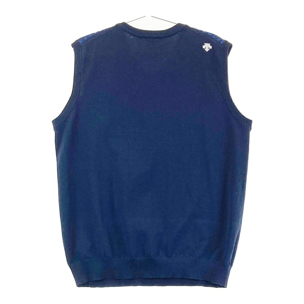 SRIXON スリクソン Vネック ニットベスト チェック柄 ネイビー系 LL 【中古】ゴルフウェア メンズ