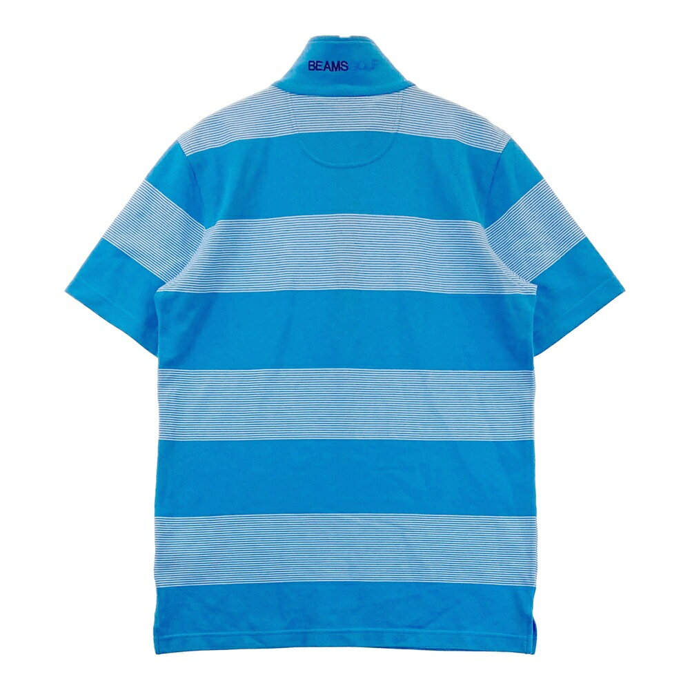 BEAMS GOLF ビームスゴルフ ハーフジップ 半袖Tシャツ ボーダー柄 ブルー系 M 【中古】ゴルフウェア メンズ