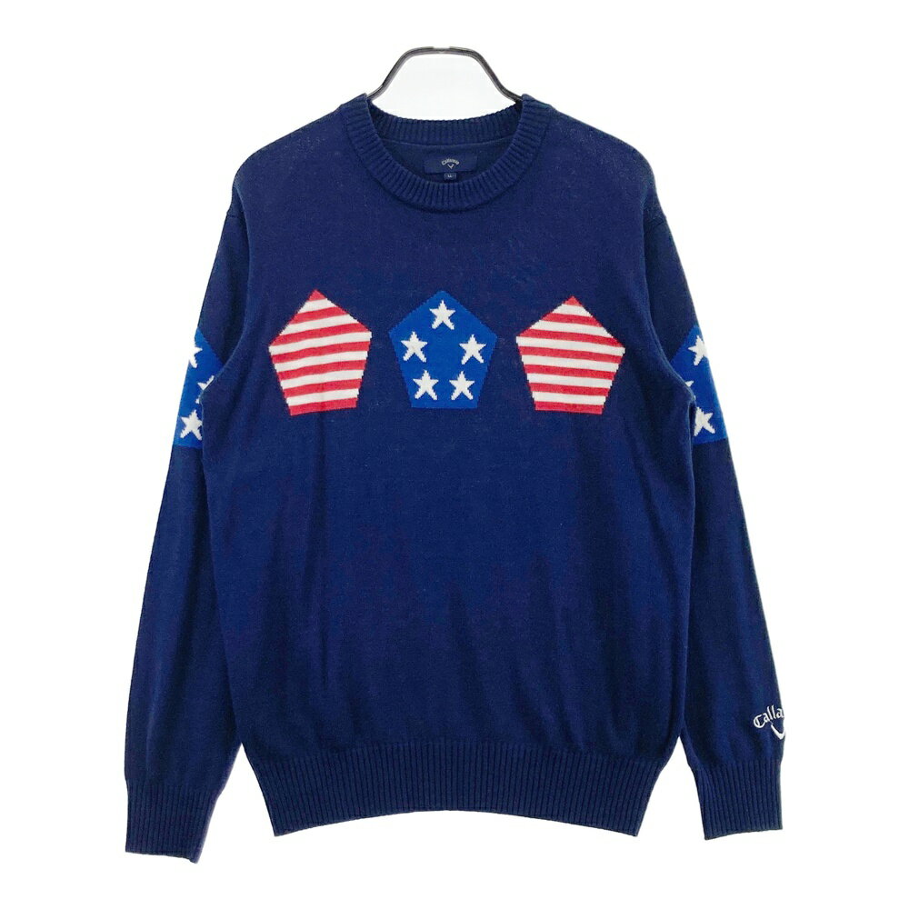 CALLAWAY キャロウェイ ウール混 ニットセーター ネイビー系 LL 【中古】ゴルフウェア メンズ