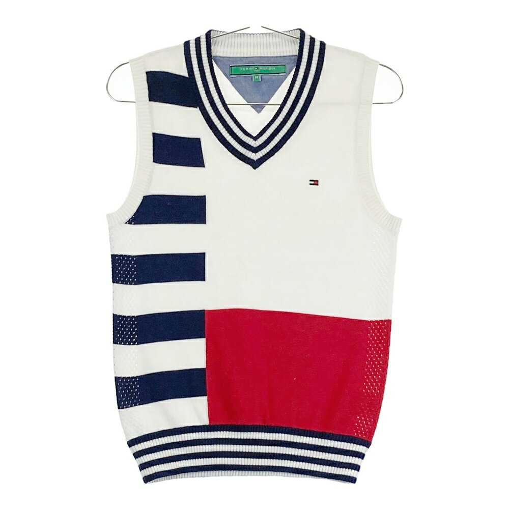 TOMMY HILFIGER GOLF トミー ヒルフィガーゴルフ ニットベスト ホワイト系 M 【中古】ゴルフウェア メンズ