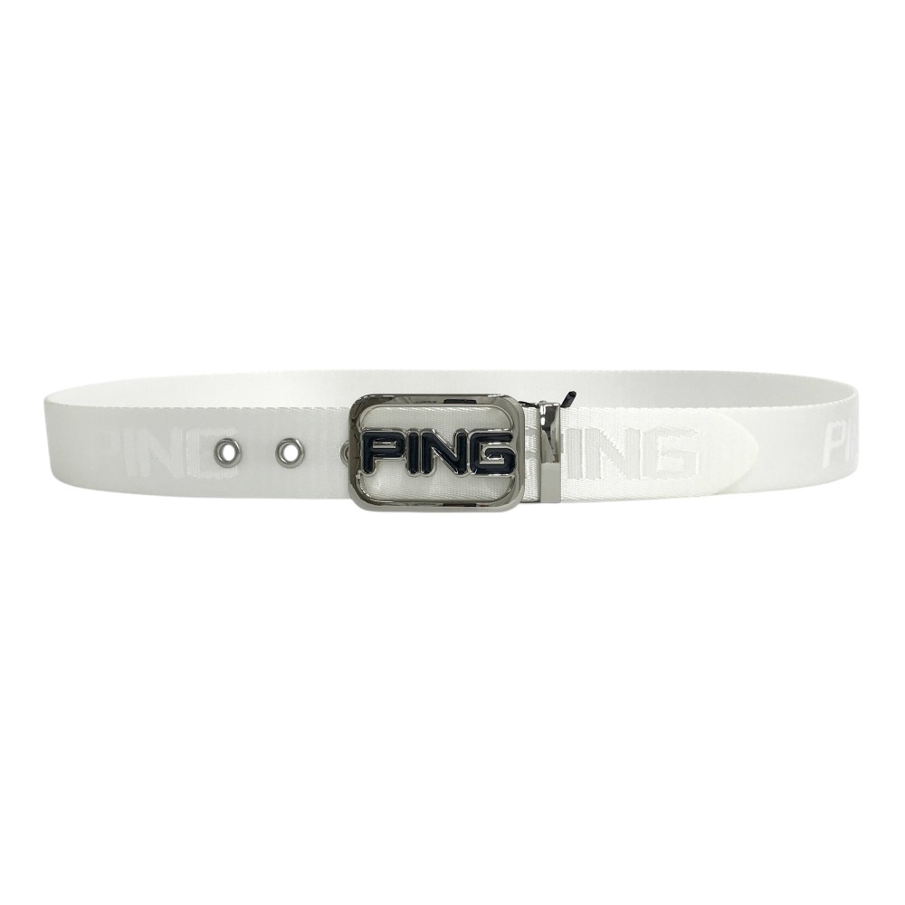 PING ピン 2024年モデル ロゴバックル ベルト ホワイト系 FR 【中古】ゴルフウェア