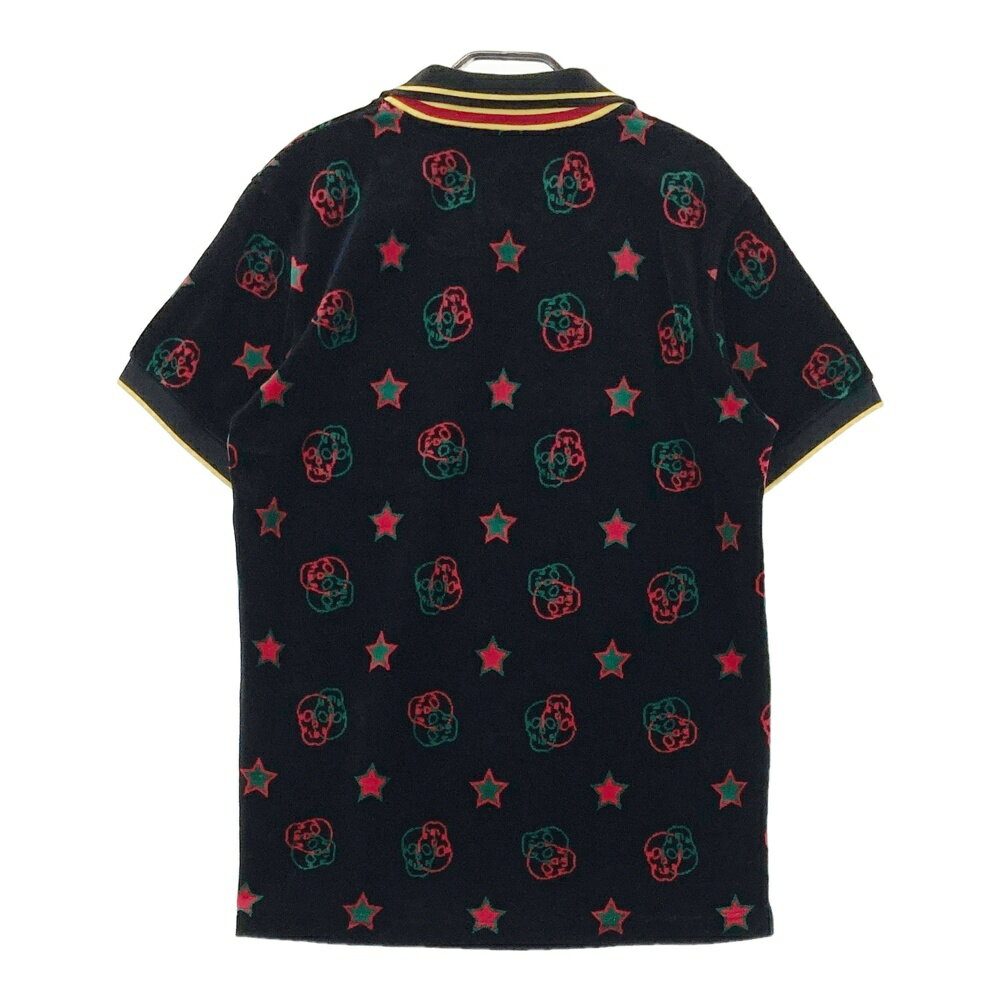 MARK&LONA マークアンドロナ 襟付 パイル 半袖Tシャツ 総柄 ブラック系 46 【中古】ゴルフウェア メンズ