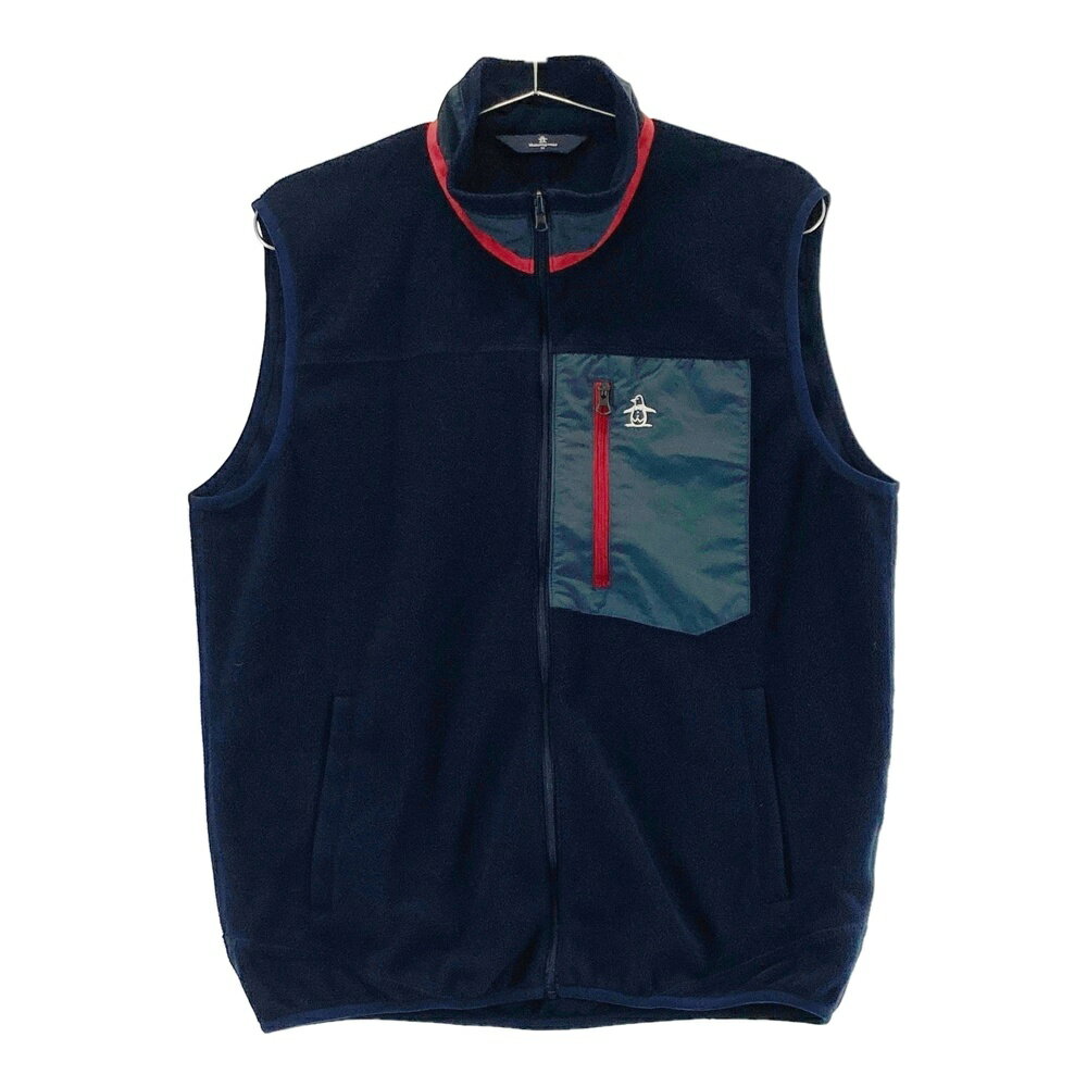 MUNSING WEAR マンシングウェア フリース ジップベスト ネイビー系 M 【中古】ゴルフウェア メンズ
