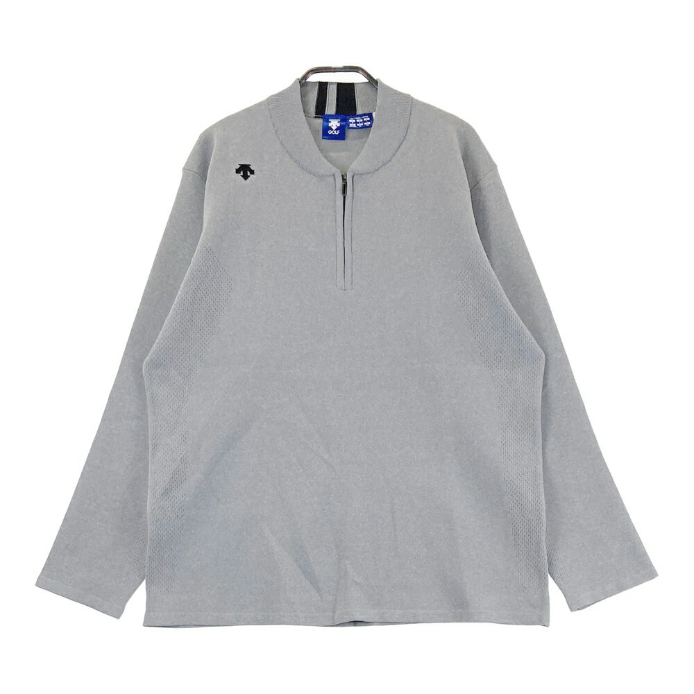 DESCENTE GOLF デサントゴルフ ハーフジップセニットセーター メッシュ グレー系 O 【中古】ゴルフウェア メンズ
