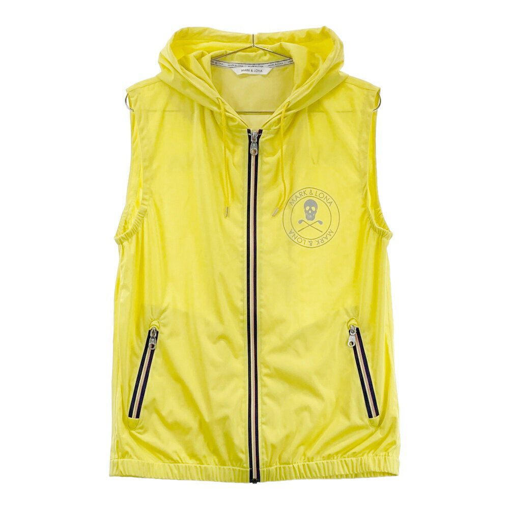 MARK&LONA マークアンドロナ フード付 ジップベスト イエロー系 L 【中古】ゴルフウェア メンズ