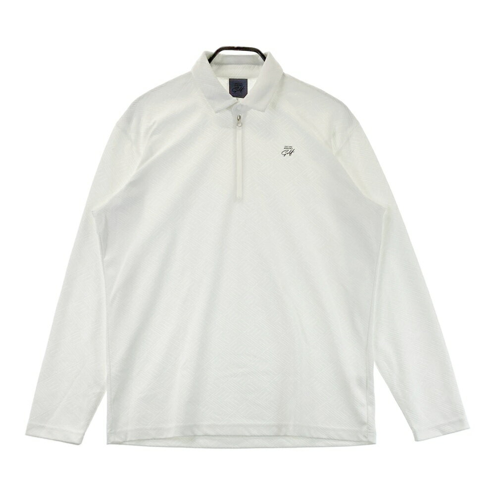 UNITED ARROWS GOLF ユナイテッドアローズゴルフ 6012-699-0057 ハーフジップ 長袖ポロシャツ 総柄 ホワイト系 Large 【中古】ゴルフウェア メンズ