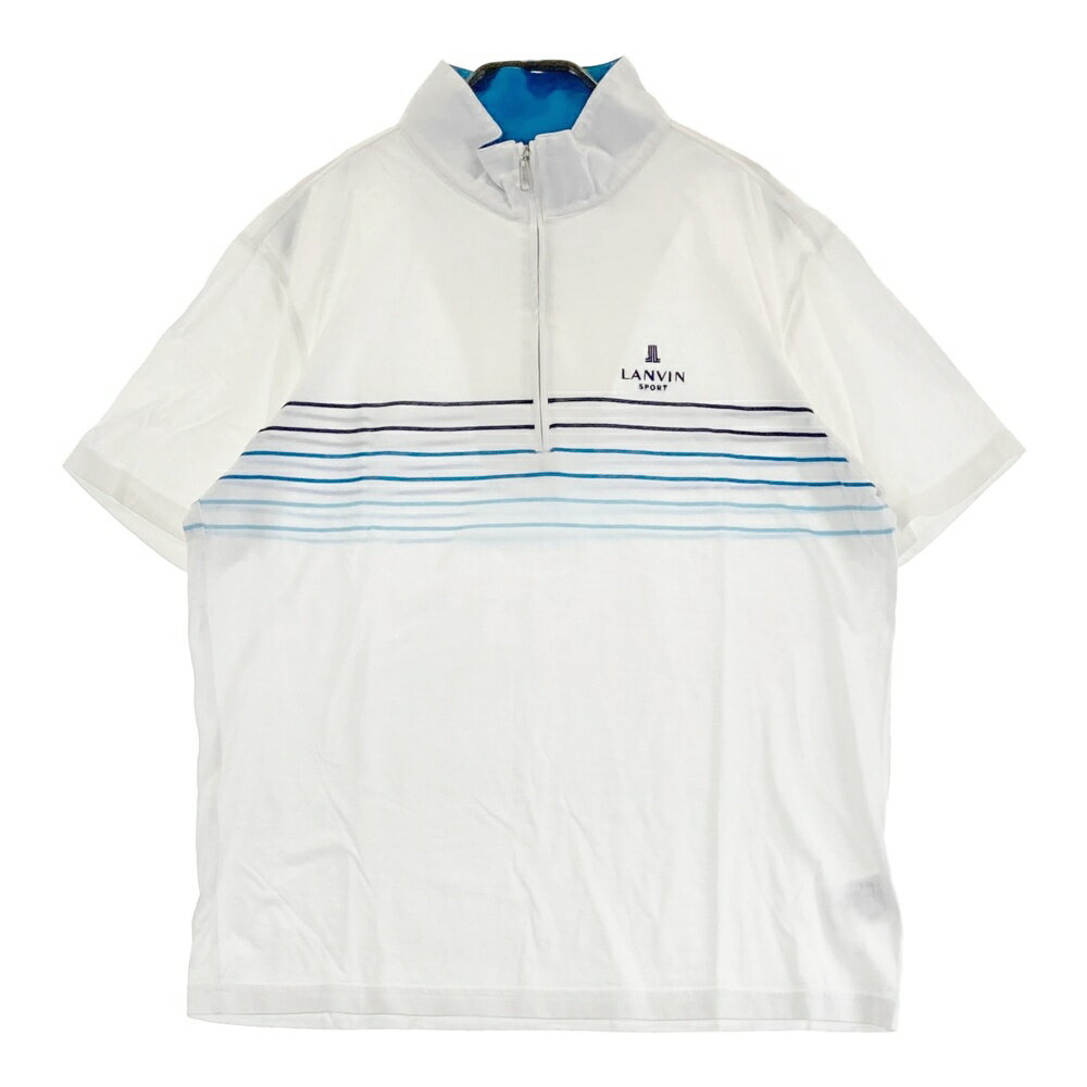 LANVIN SPORT ランバン スポール ハーフジップ半袖Tシャツ ホワイト系 42 【中古】ゴルフウェア メンズ