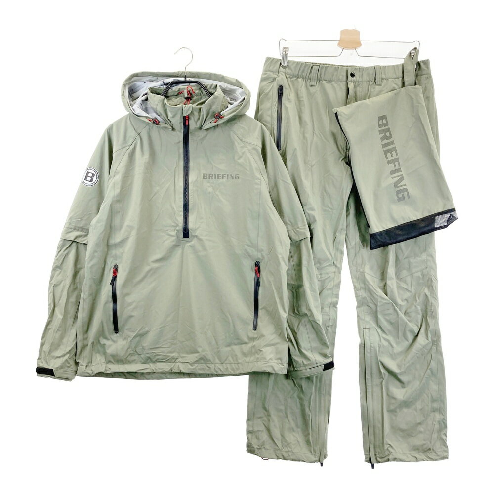 BRIEFING GOLF ブリーフィング 4way レインウェア 上下セットアップ カーキ系 XL 【中古】ゴルフウェア メンズ