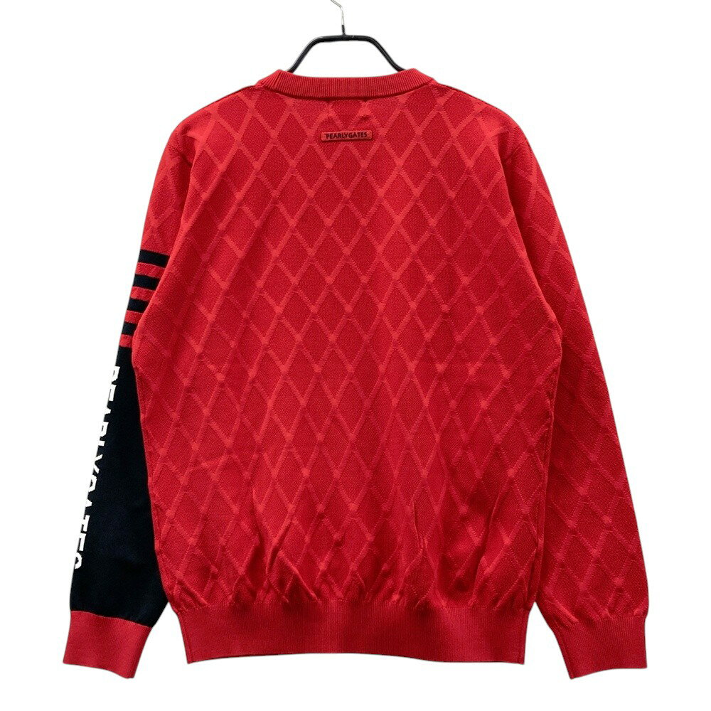 PEARLY GATES パーリーゲイツ ニットセーター 総柄 レッド系 5 【中古】ゴルフウェア メンズ