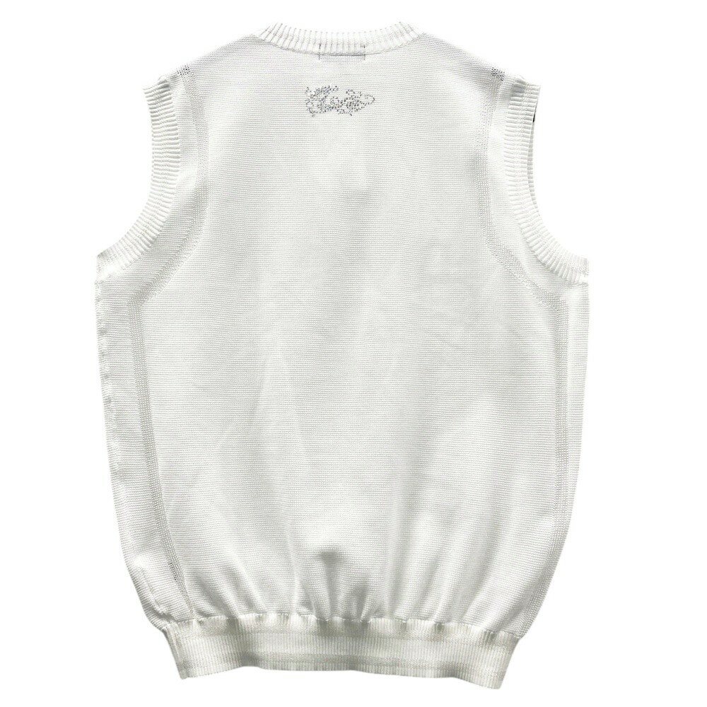 DANCE WITH DRAGON ダンスウィズドラゴン Vネック ニットベスト ラインストーン ホワイト系 4 【中古】ゴルフウェア メンズ