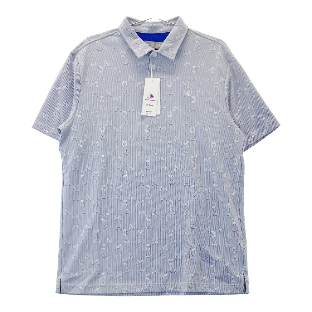 HONMA ホンマゴルフ 半袖ポロシャツ 総柄 ネイビー系 XL 【中古】ゴルフウェア メンズ