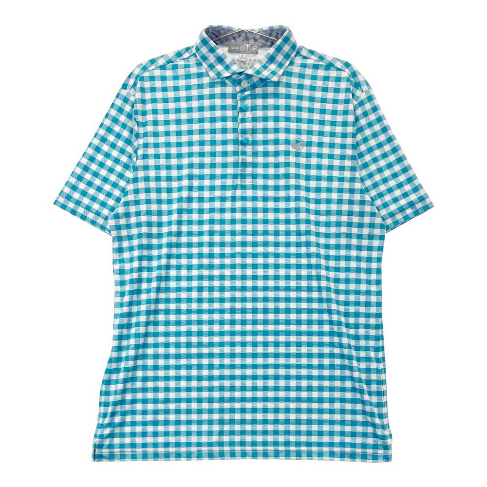 HONMA ホンマゴルフ 半袖ポロシャツ チェック柄 ブルー系 XL 【中古】ゴルフウェア メンズ