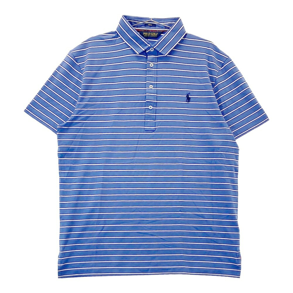 POLOGOLF ラルフローレン ポロゴルフ 半袖ポロシャツ ボーダー柄 ブルー系 L 【中古】ゴルフウェア メンズ