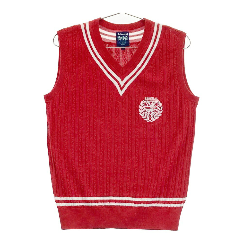 ADMIRAL アドミラル 刺繍入り ニットベスト レッド系 M 【中古】ゴルフウェア メンズ