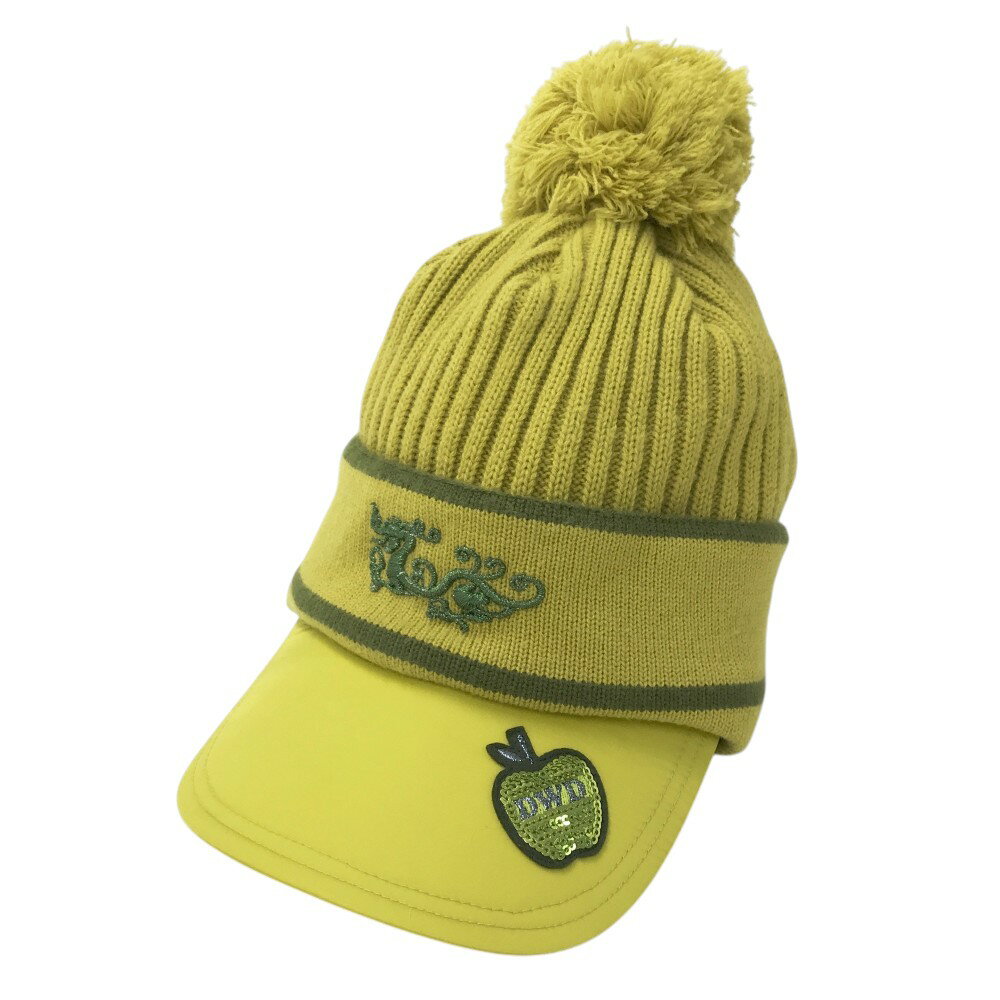 DANCE WITH DRAGON ダンスウィズドラゴン ツバ付きニット帽 イエロー系 99(F) 【中古】ゴルフウェア