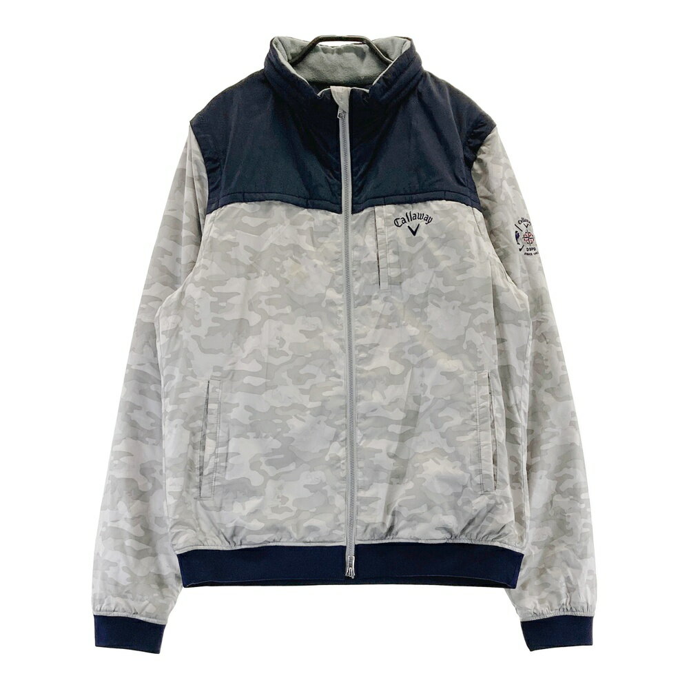 CALLAWAY キャロウェイ 2way 中綿 ジップジャケット クマ カモフラ 総柄 グレー系 LL 【中古】ゴルフウ..