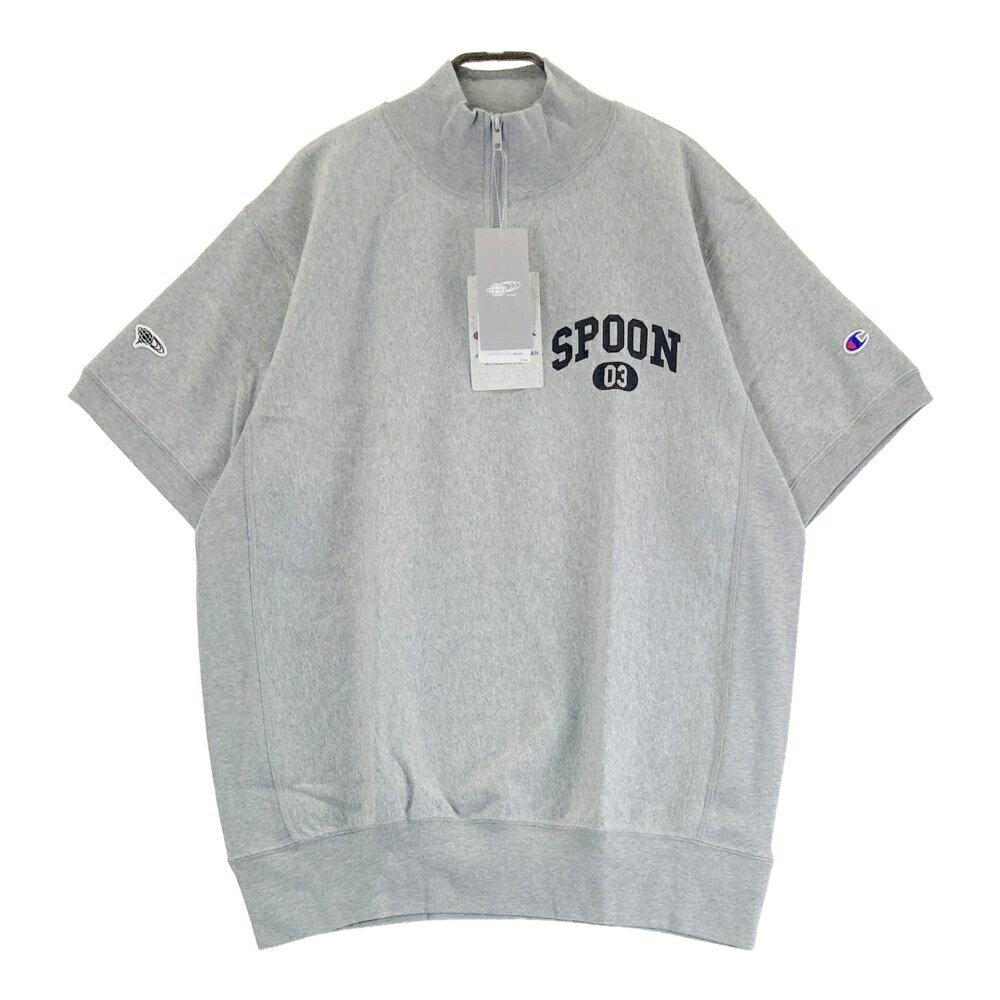 BEAMS GOLF ビームスゴルフ 2025年モデル ×CHAMPION ハーフジップ 半袖スウェット グレー系 L 【中古】ゴルフウェア メンズ