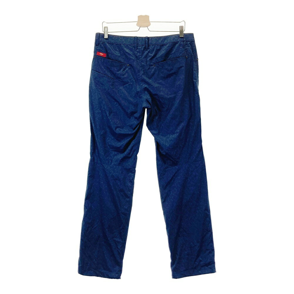 CALLAWAY キャロウェイ レッドレーベル ナイロン ロングパンツ 総柄 ネイビー系 LL 【中古】ゴルフウェア メンズ