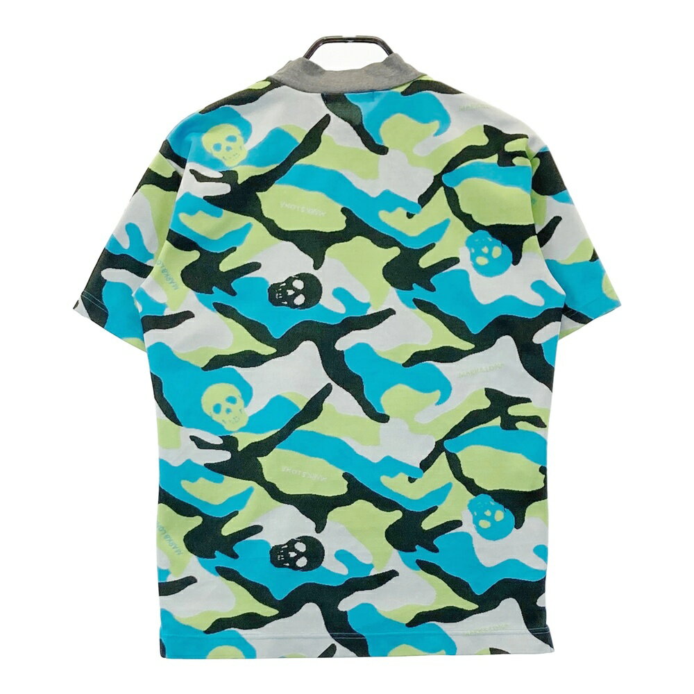 MARK&LONA マークアンドロナ ; ハイネック 半袖Tシャツ カモフラ柄 ブルー系 46 【中古】ゴルフウェア メンズ