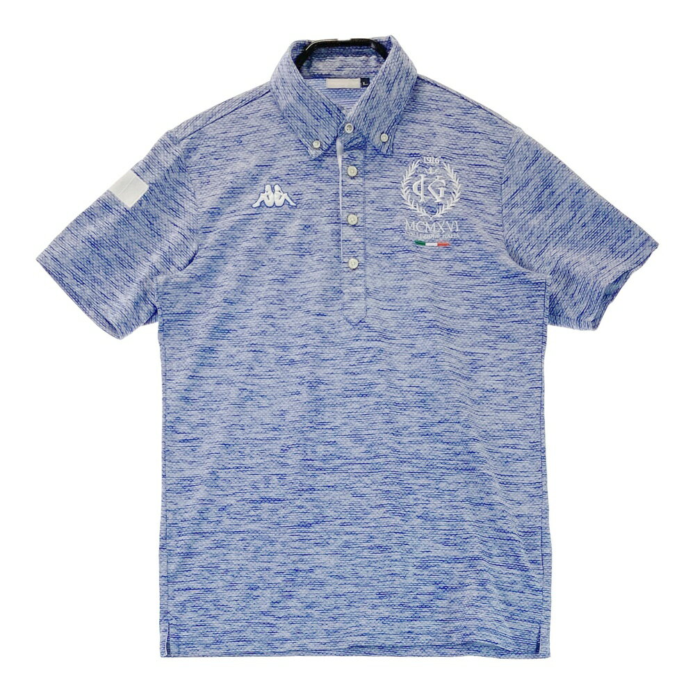 KAPPA GOLF カッパゴルフ 半袖ポロシャツ ボタンダウン 総柄 ブルー系 L 【中古】ゴルフウェア メンズ