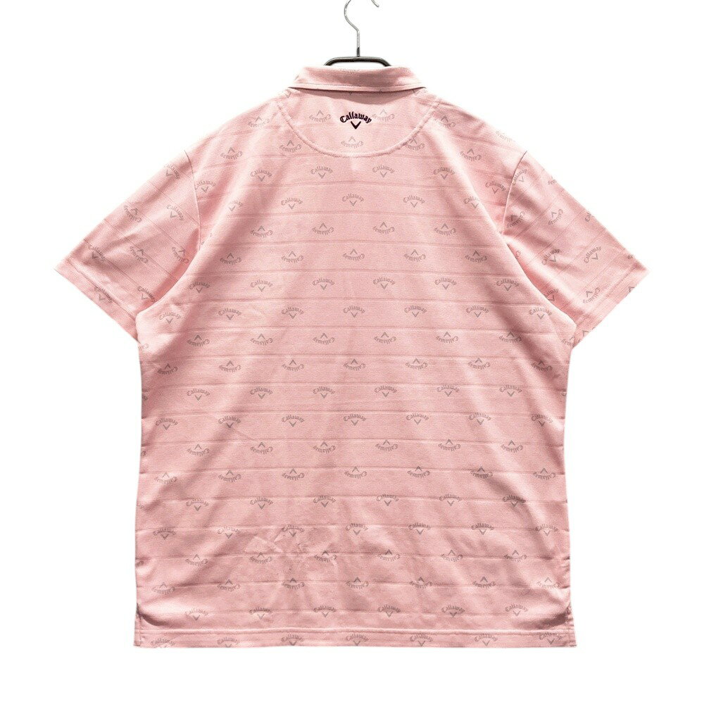 CALLAWAY キャロウェイ ボタンダウン 半袖ポロシャツ 総柄 ピンク系 LL 【中古】ゴルフウェア メンズ