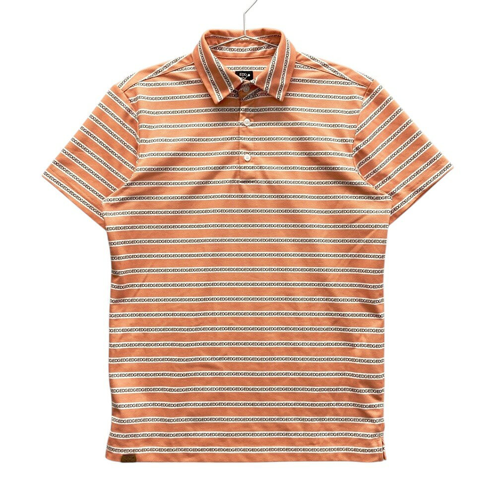 EDWIN GOLF エドウィンゴルフ 半袖ポロシャツ ロゴ ボーダー柄 オレンジ系 S 【中古】ゴルフウェア メンズ