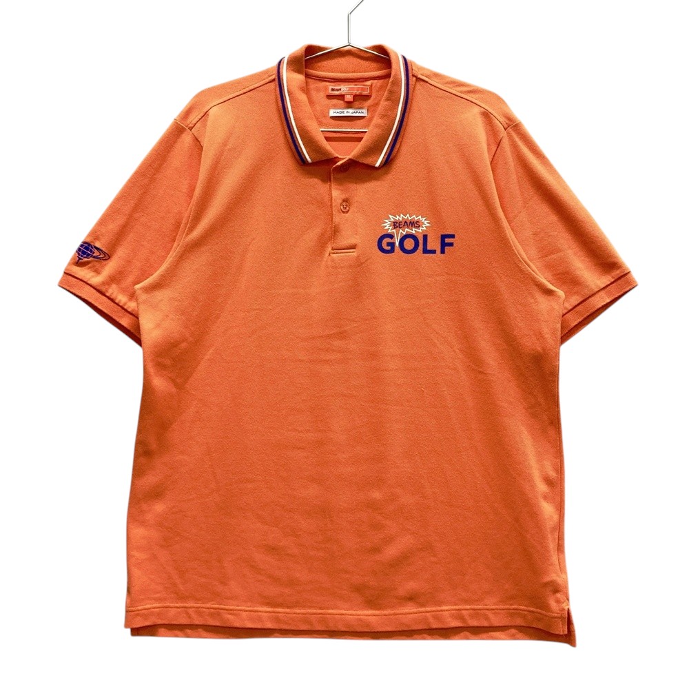 BEAMS GOLF ビームスゴルフ 半袖ポロシャツ プリント オレンジ系 XL 【中古】ゴルフウェア メンズ