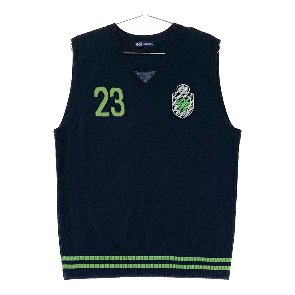 23区GOLF ニジュウサンクゴルフ ニットベスト ネイビー系 LL 【中古】ゴルフウェア メンズ