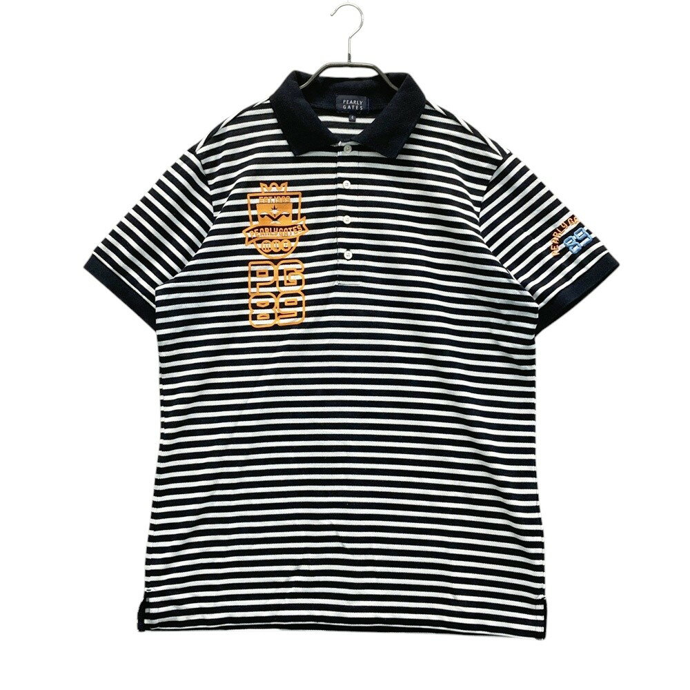PEARLY GATES パーリーゲイツ 半袖ポロシャツ ボーダー柄 ネイビー系 6 【中古】ゴルフウェア メンズ(4)