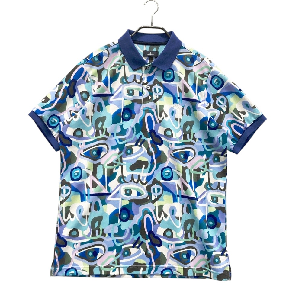 MUNSING WEAR マンシングウェア MGMRJA14 半袖ポロシャツ 総柄 ネイビー系 L 【中古】ゴルフウェア メンズ