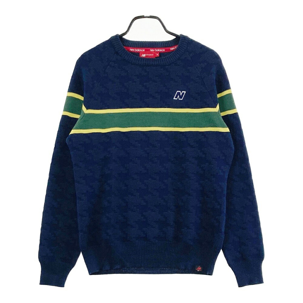 NEW BALANCE GOLF ニューバランス ウール混 ニット セーター 総柄 ネイビー系 5 【中古】ゴルフウェア ..